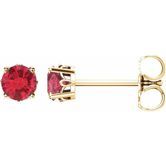 14K Gold Lab-Grown Ruby 4-Prong Scroll Setting® Stud Earrings