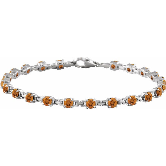 14K White Gold Natural Citrine 7 1/4" Line Bracelet