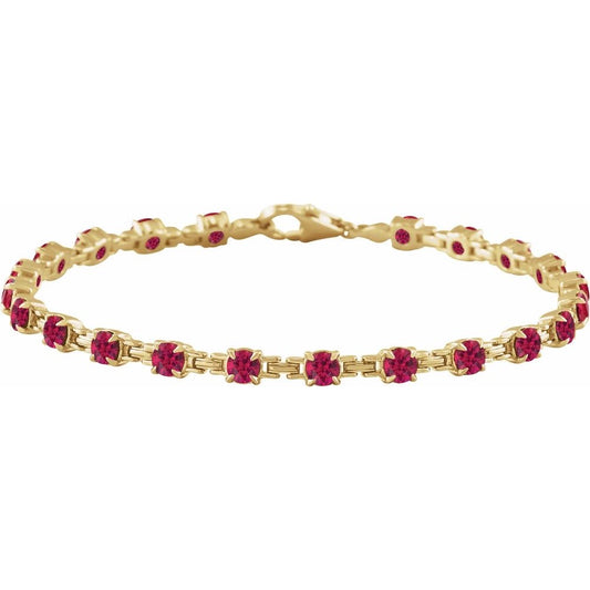 14K Gold Lab-Grown Ruby 7 1/4" Line Bracelet