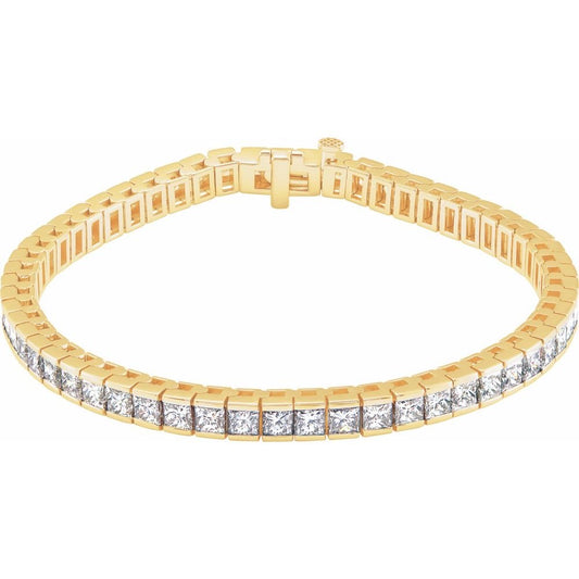18K Gold 9 1/3 CTW Natural SI1 Diamond Line 7" Bracelet