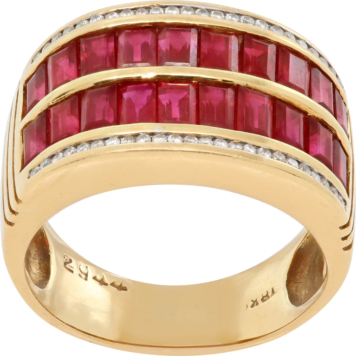 Ruby & Diamonds ring in 18K Yellow gold. approx. 2.00 carats rubies