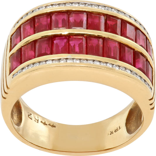Ruby & Diamonds ring in 18K Yellow gold. approx. 2.00 carats rubies