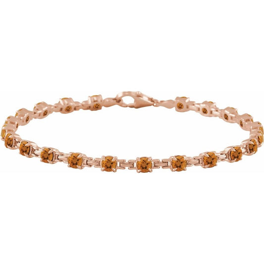 14K Rose Gold Natural Citrine 7 1/4" Line Bracelet