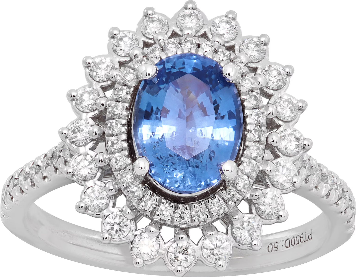 Oval cut sapphire & diamond ring in platinum Size 7