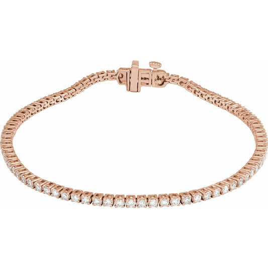 14K Rose 4 CTW Lab-Grown Diamond Line 7" Bracelet