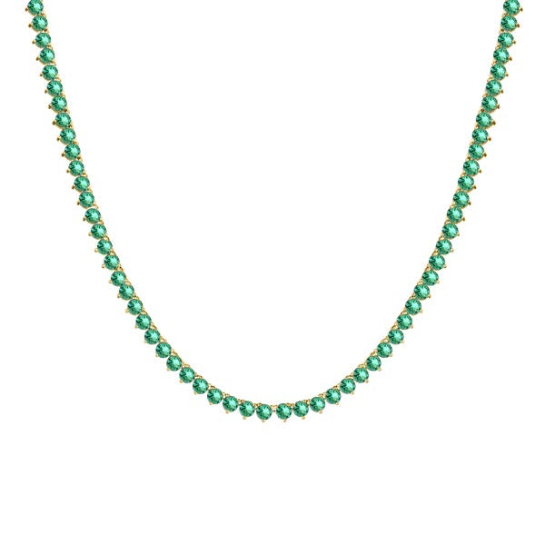 Handmade 14k AAA Emerald Tennis Necklace