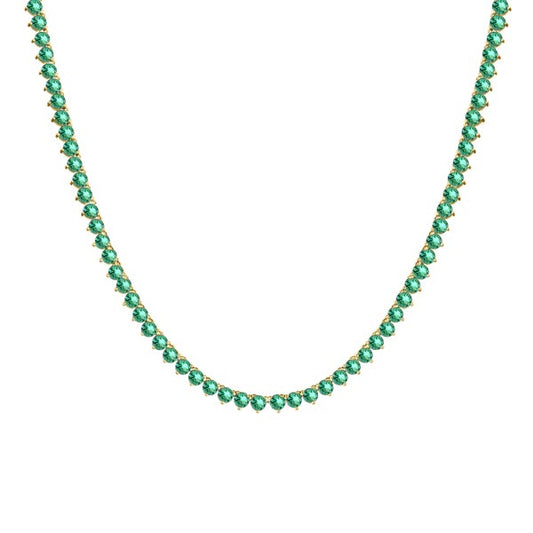 Handmade 14k AAA Emerald Tennis Necklace
