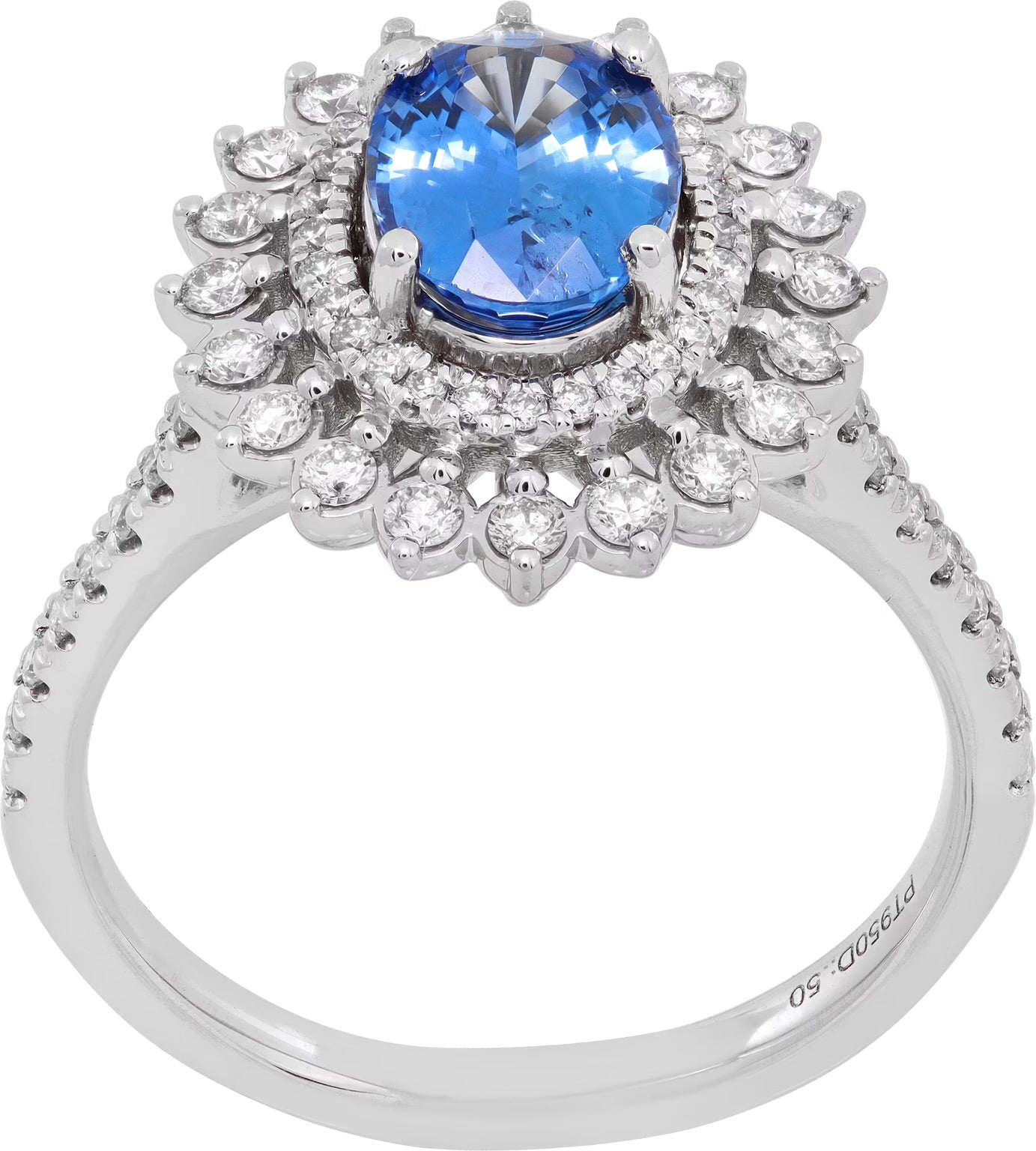 Oval cut sapphire & diamond ring in platinum Size 7
