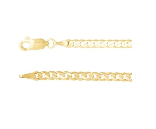 14K Gold 3 mm Curb 16” Chain