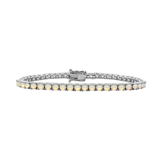 14k Gold Tennis Bracelet With Natural Opal Stones (1.75mm-4.0mm) 7 inches