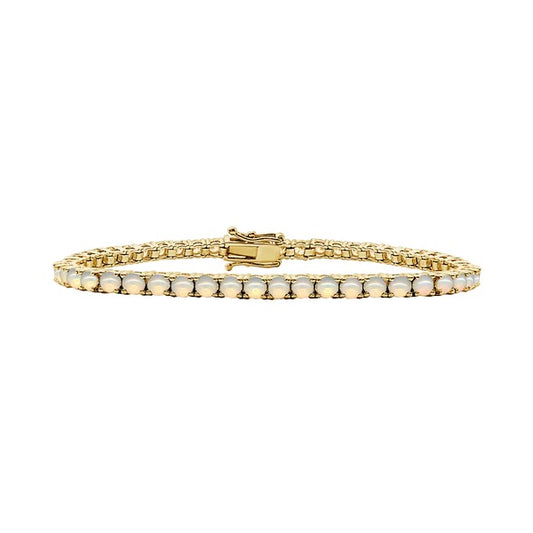 14k Gold Tennis Bracelet With Natural Opal Stones (1.75mm-4.0mm) 7 inches