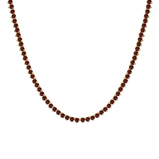 Handmade 14k AAA Garnet Tennis Necklace In 14k Gold (1.75-4.0mm)