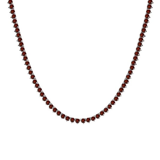Handmade 14k AAA Garnet Tennis Necklace In 14k Gold (1.75-4.0mm)