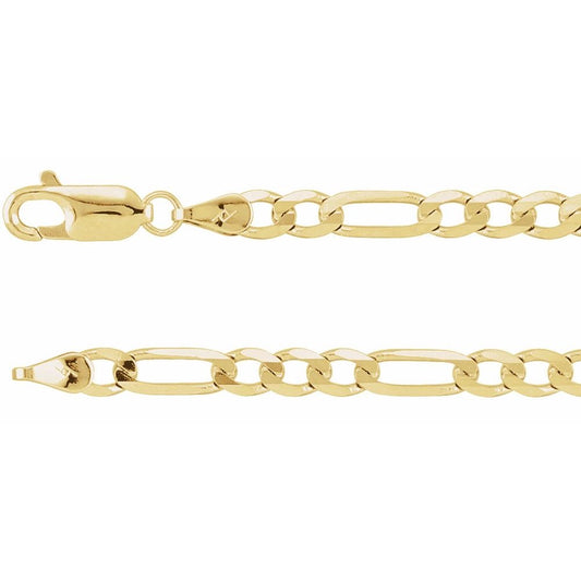 14K Gold 4 mm Figaro 18" Chain