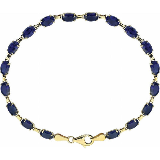 14K Gold Lab-Grown Blue Sapphire 7.25" Bracelet