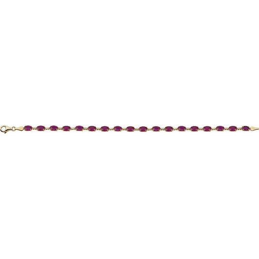 14K Gold Lab-Grown Ruby 7.25" Bracelet