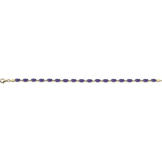 14K Gold Natural Amethyst 7.25" Bracelet