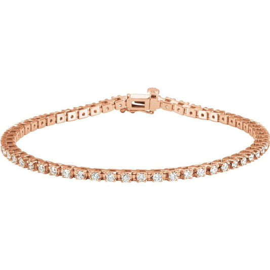 14K Rose Gold 2 1/4 CTW Natural Diamond Line 7 1/4" Bracelet