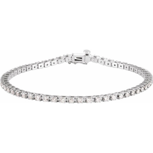 14K White Gold 2 1/4 CTW Natural Diamond Line 7 1/4" Bracelet
