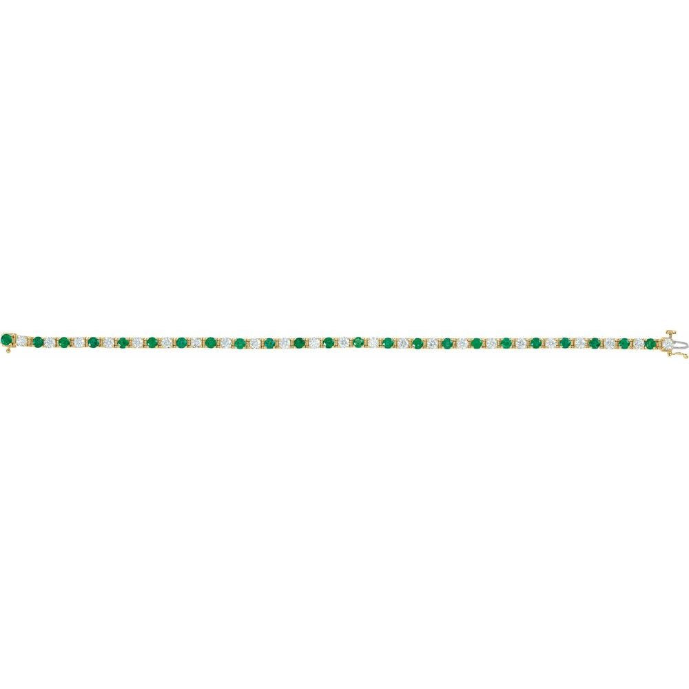 14K White Lab-Grown Emerald & 2 3/8 CTW Lab-Grown Diamond Line 7" Bracelet