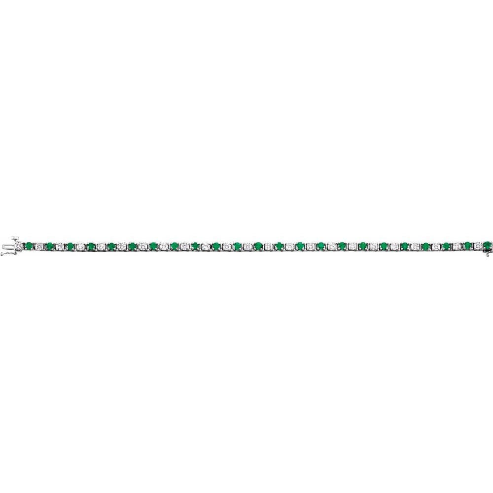 14K White Lab-Grown Emerald & 2 3/8 CTW Lab-Grown Diamond Line 7" Bracelet