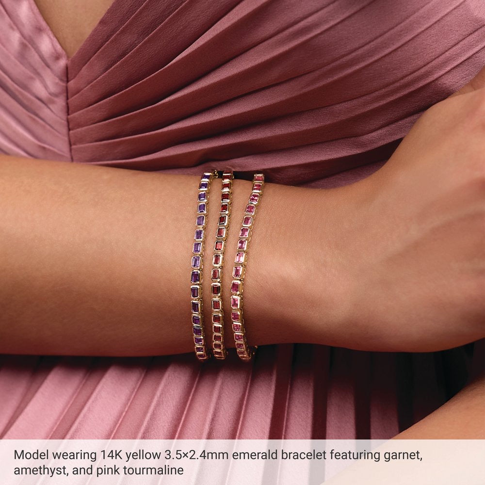 14K Gold Lab-Grown Blue Sapphire Line 7" Bracelet