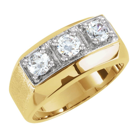 VS 14K Yellow/White Gold 2.7 mm Round Three-Stone Ring