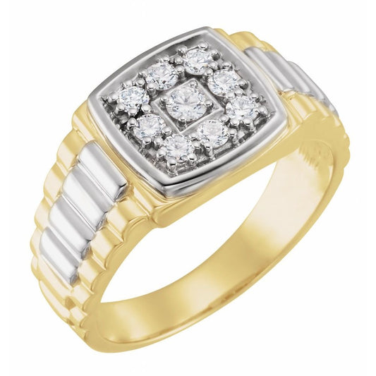 14K Yellow/White Gold 3/8 CTW Natural I3 Diamond Ring