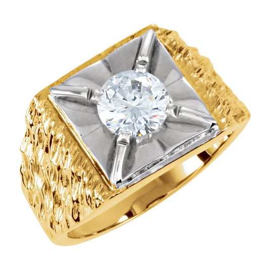 14K Yellow/White Gold 5.2-8.8 mm Round Illusion Ring VS1 Lab Diamond
