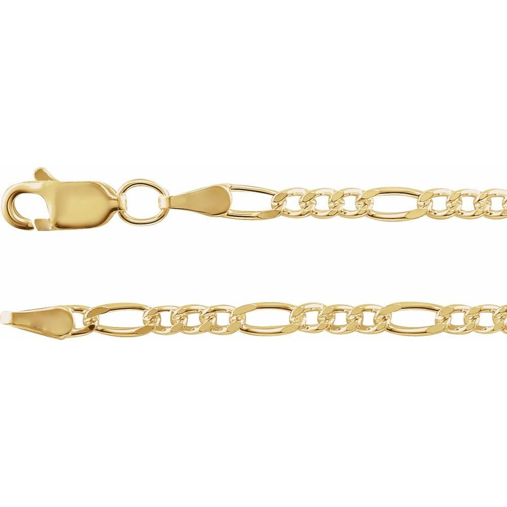 14K Yellow Gold-Filled 3.5 mm Figaro 7" Chain