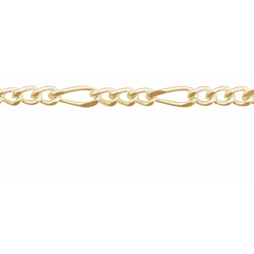 14K Yellow Gold-Filled 3.5 mm Figaro 7" Chain