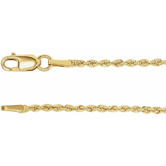 14K Gold 1.5 mm Rope 20" Chain