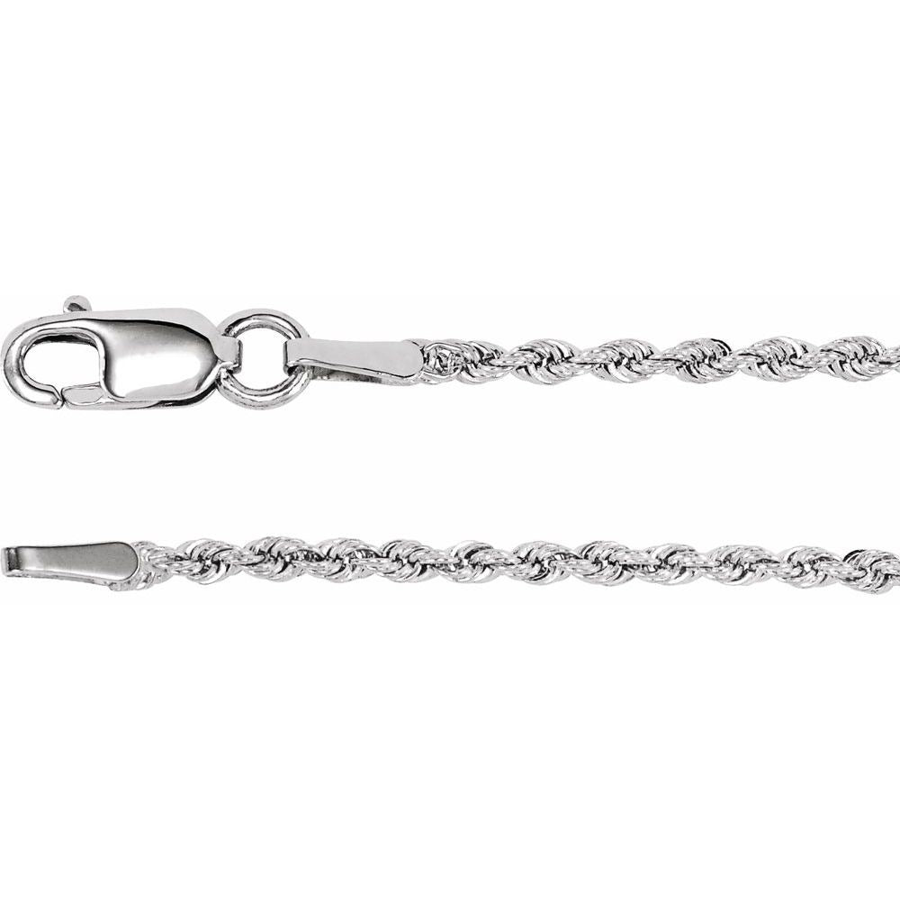 14K White Gold 1.6 mm Diamond-Cut Rope 16" Chain