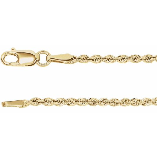 14K Gold 2.5 mm Rope 24" Chain