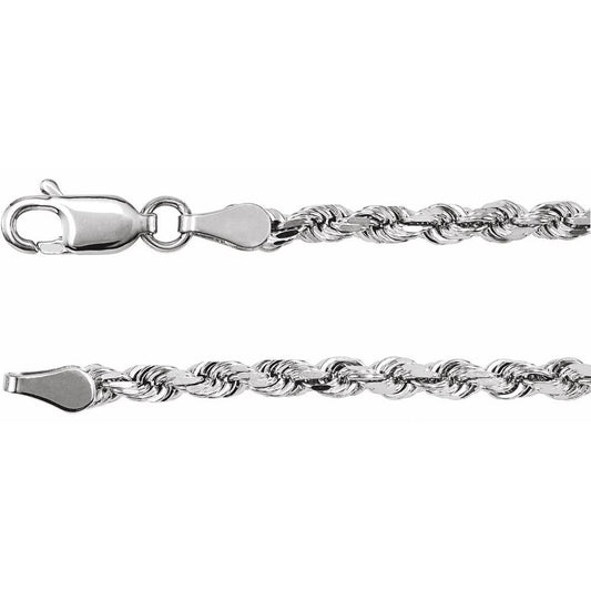14K White Gold 2.8 mm Diamond-Cut Rope 16" Chain