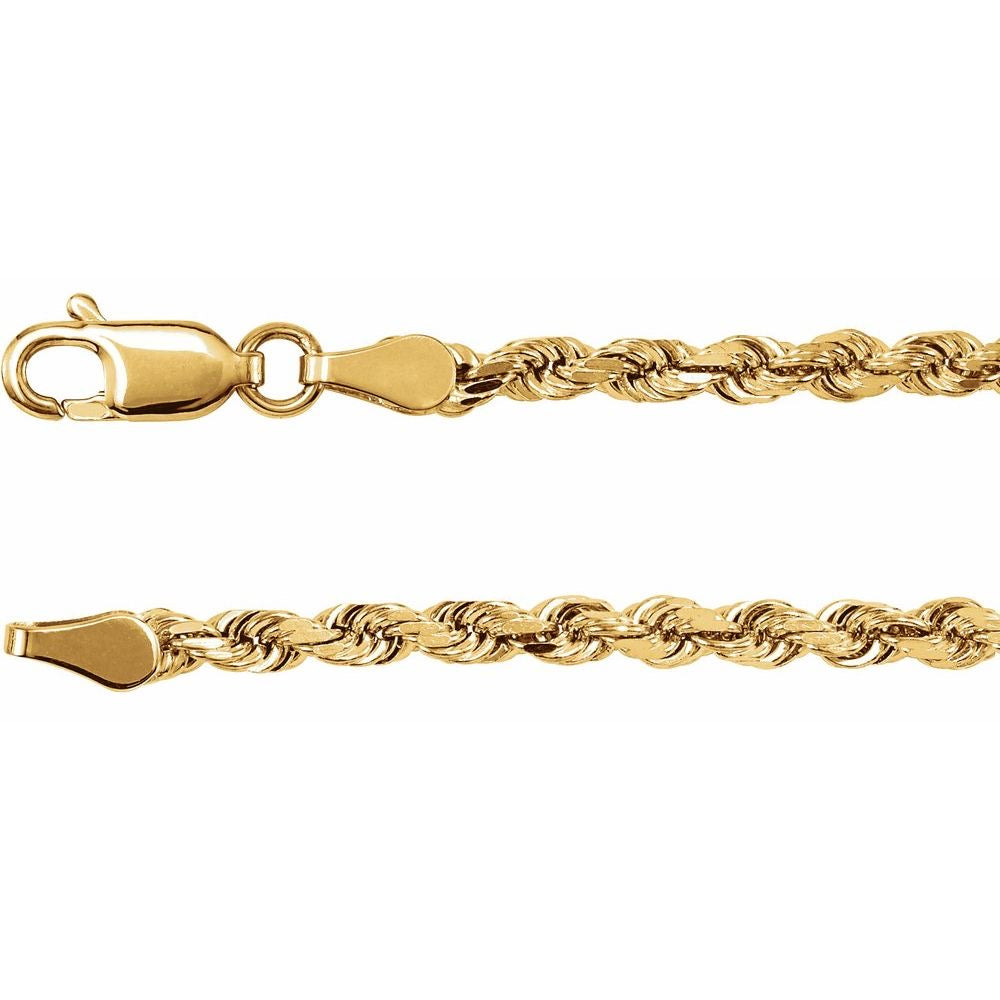 14K Yellow 2.8 mm Diamond-Cut Rope 7" Bracelet