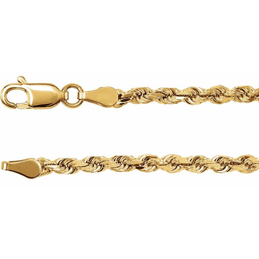 14K Yellow 2.8 mm Diamond-Cut Rope 7" Bracelet