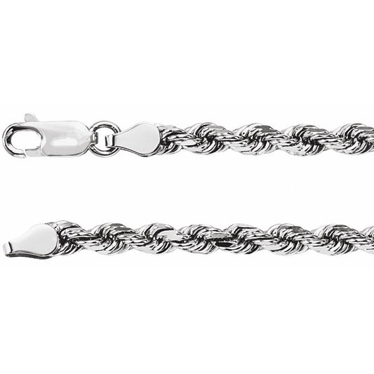 14K White Gold 4 mm Rope 18" Chain