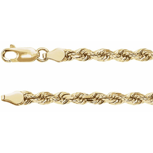 14K Gold 4 mm Rope 24" Chain
