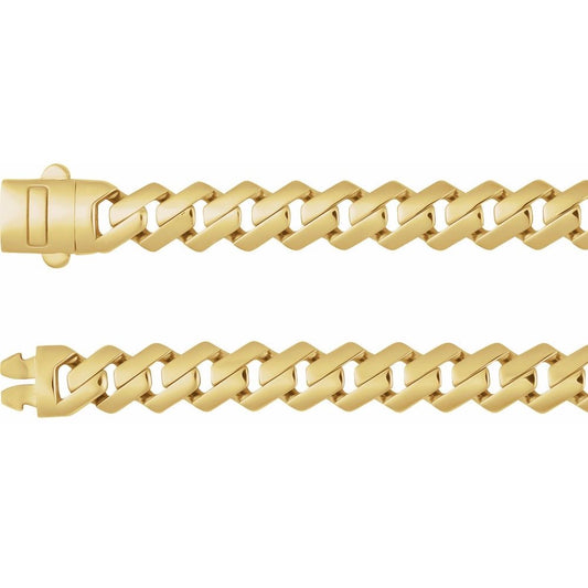 14K Gold 7.4 mm Monaco Edge Curb 22" Chain