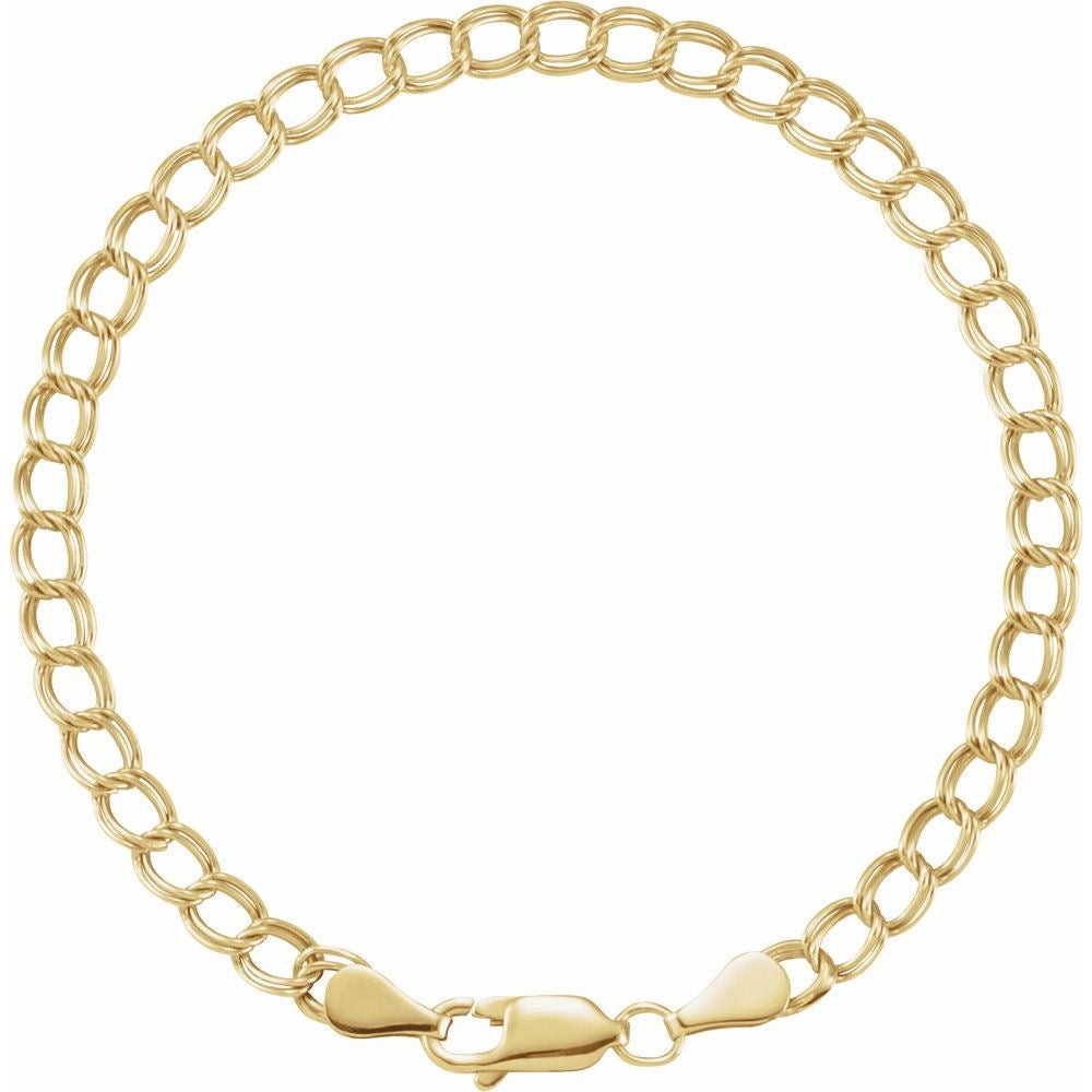 14K Yellow 4 mm Curb Charm 7" Chain