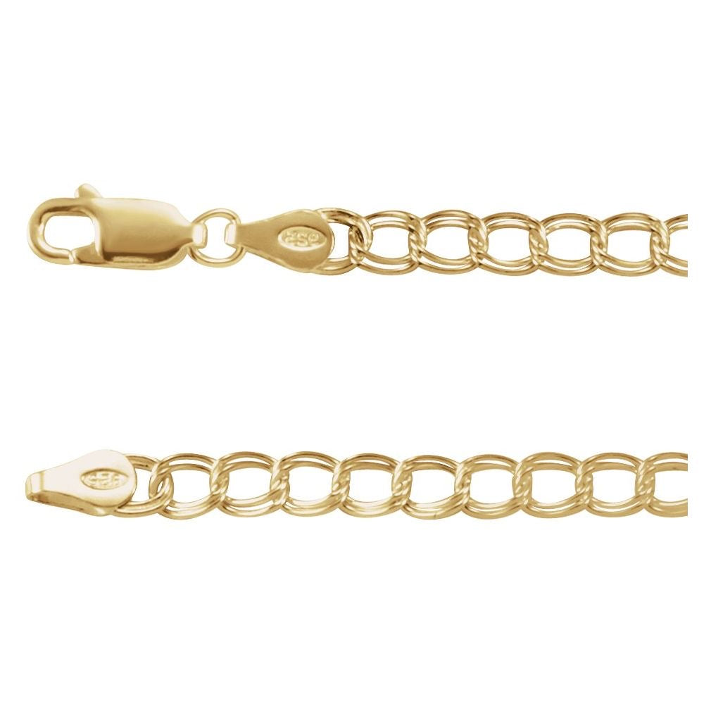14K Yellow 4 mm Curb Charm 7" Chain