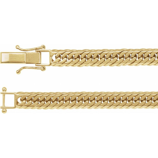 18K Gold 6.2 mm Diamond-Cut Curb 7" Chain
