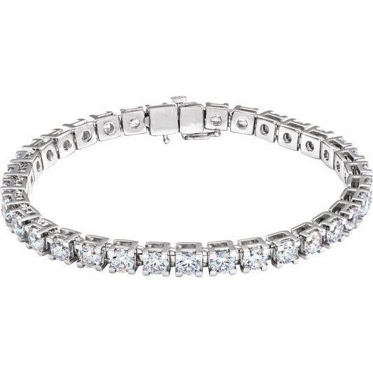 14K White Gold 5 CTW Natural I1 Diamond Line 7 1/4" Bracelet