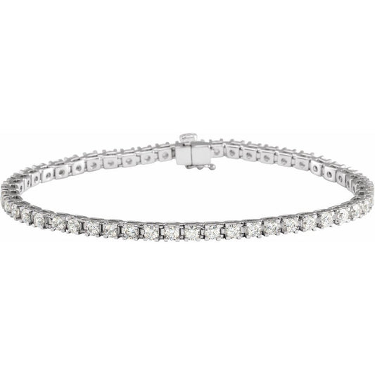 14K White Gold 3 CTW Natural I1 Diamond Line 7 1/4" Bracelet