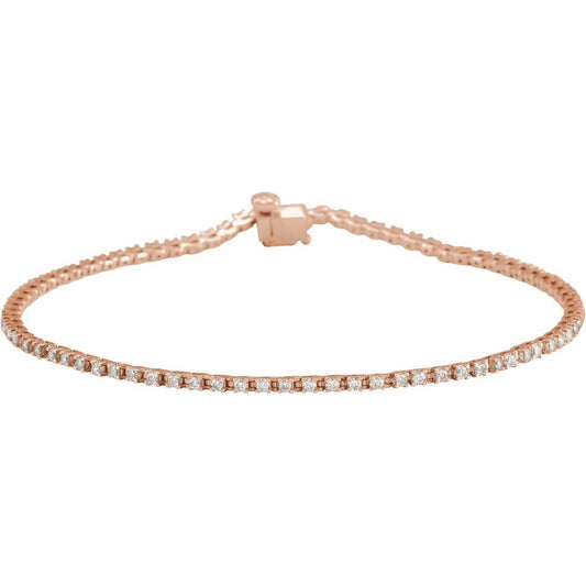 14K Rose Gold 1 CTW Lab-Grown SI1 Diamond Line 7 1/4" Bracelet