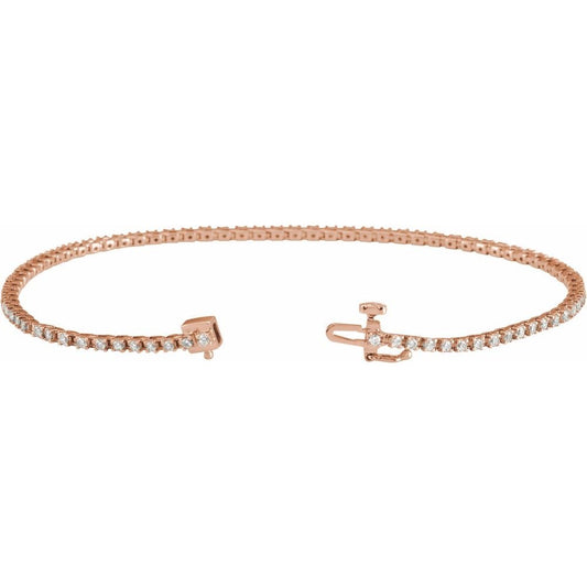 14K Rose Gold 1 CTW Natural I1 Diamond Line 7 1/4" Bracelet