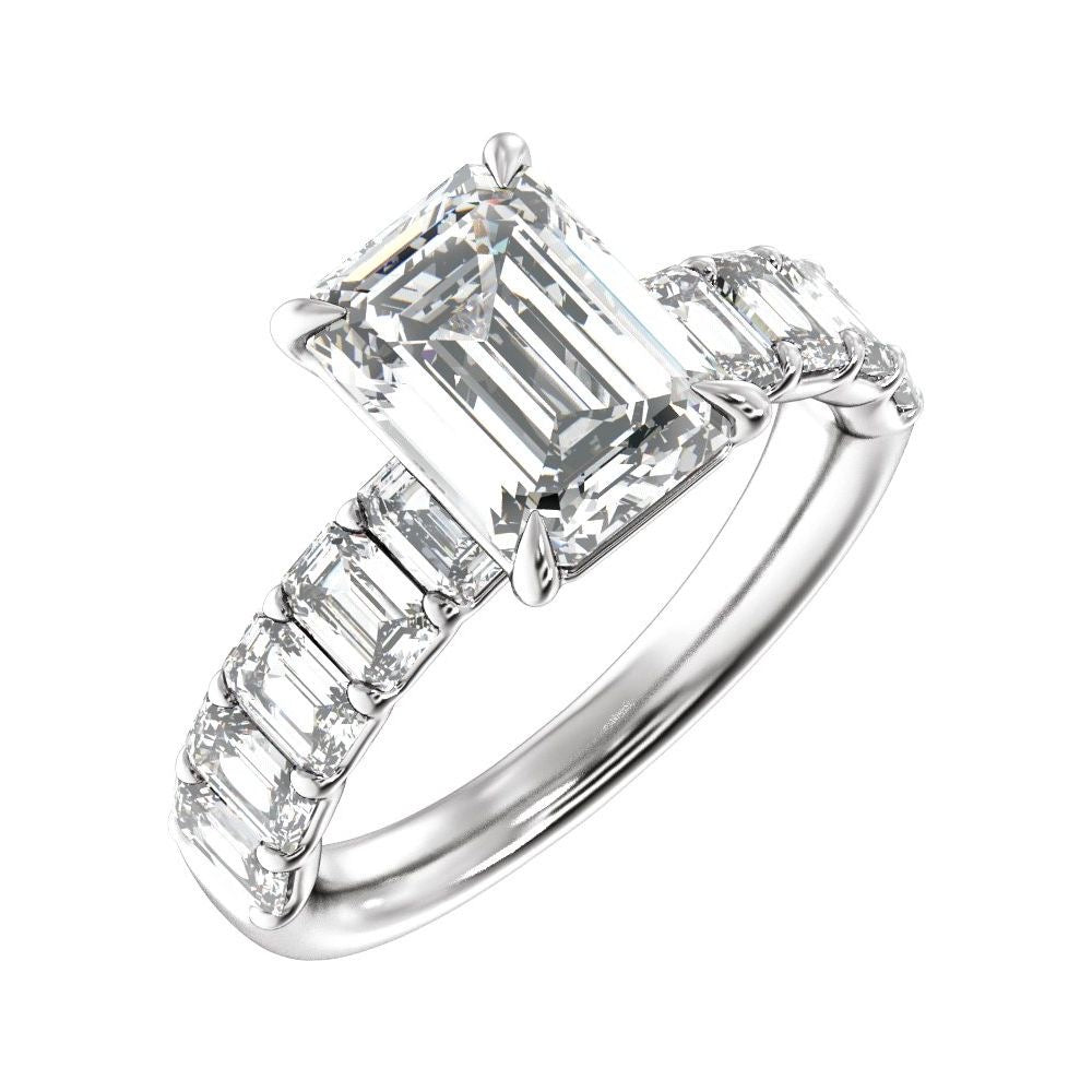 14K White Gold 9 x 7 mm Emerald 2 CTW VS Lab-Grown Diamond Engagement Ring