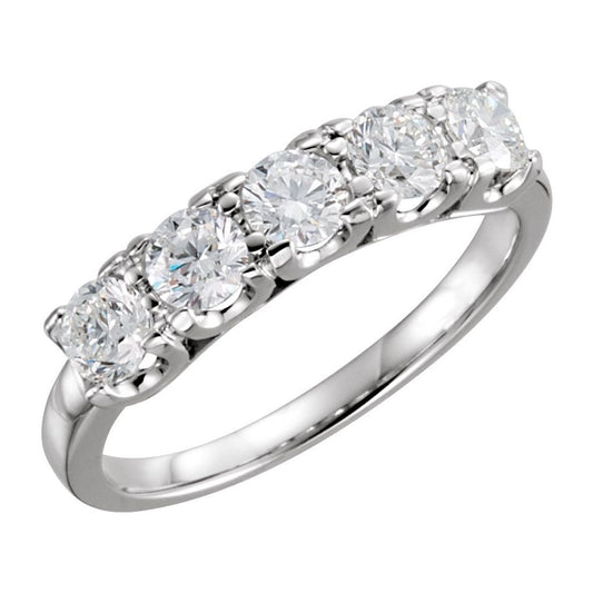 14K White Gold 4.2 mm Round Five-Stone VS/F Anniversary Band