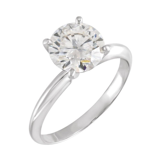 14K White Gold 7.8-8.6 mm Round Solitaire VS Lab Engagement Ring